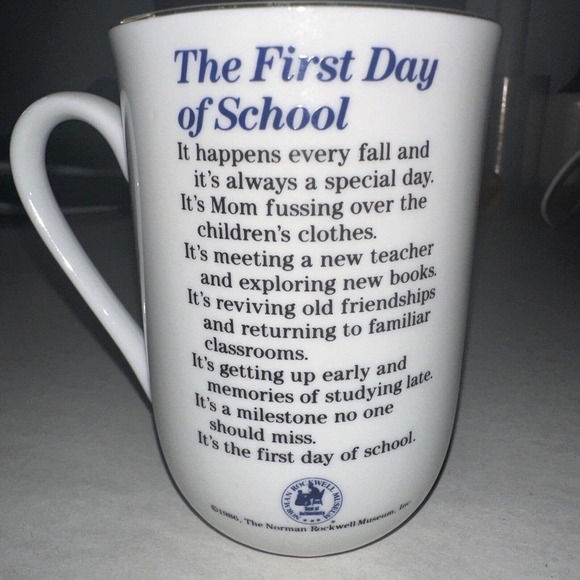 Vintage 1986 Back to school first day of school Norman Rockwell coffee mug - Picture 4 of 5